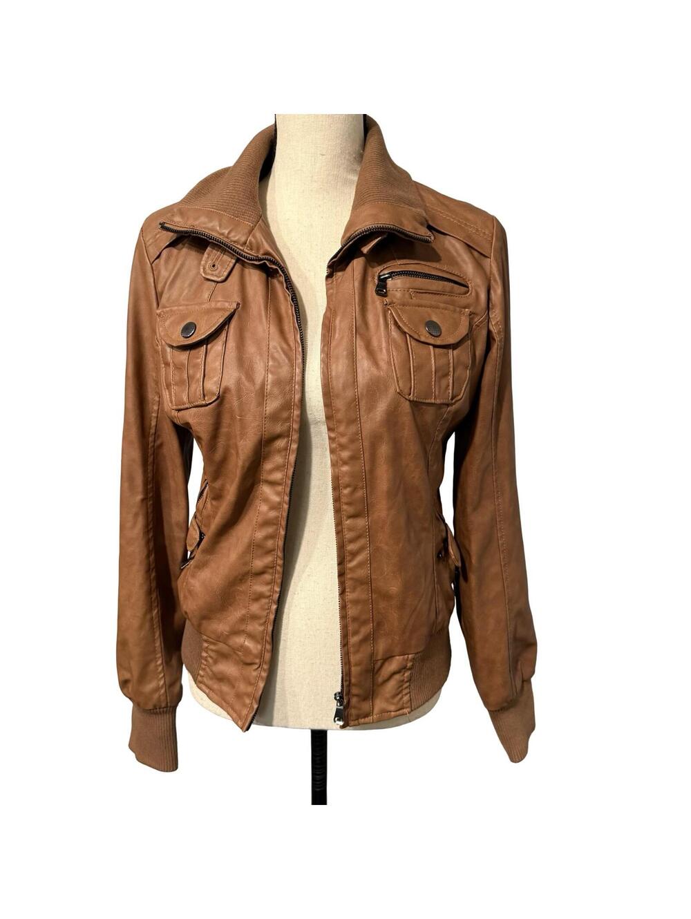 Miss Posh Brown Faux Leather Jacket Size M
